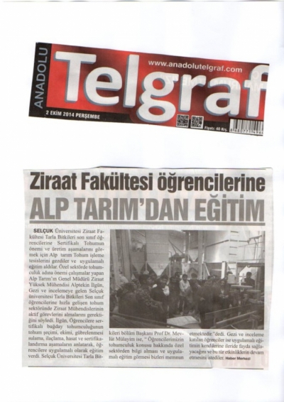 Anadolu Telgraf - Ziraat Fak&uuml;ltesi &ouml;ğrencilerine Alp Tarım'dan Eğitim